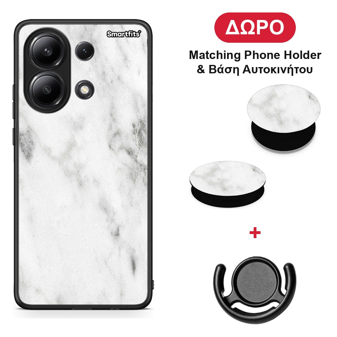 Marble White - Xiaomi Redmi Note 13 4G θήκη + Δώρο Phone Holder & Βάση Αυτοκινήτου