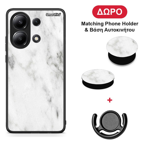 Marble White - Xiaomi Redmi Note 13 4G θήκη + Δώρο Phone Holder & Βάση Αυτοκινήτου
