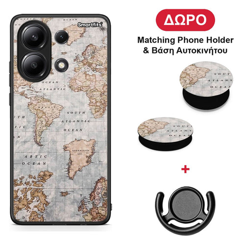 World Map - Xiaomi Redmi Note 13 4G θήκη + Δώρο Phone Holder & Βάση Αυτοκινήτου