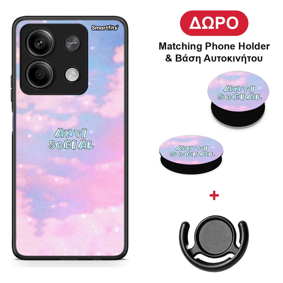 Anti Social - Xiaomi Redmi Note 13 5G θήκη + Δώρο Phone Holder & Βάση Αυτοκινήτου