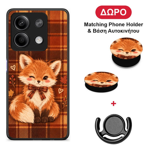 Fox on Autumn Tartan - Xiaomi Redmi Note 13 5G θήκη + Δώρο Phone Holder & Βάση Αυτοκινήτου