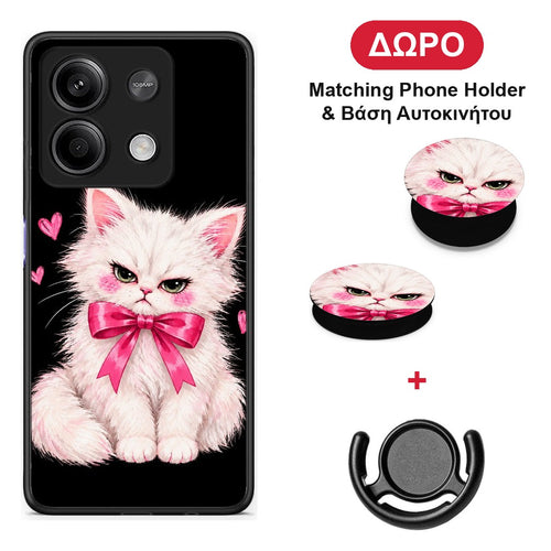Grumpy Party Kitten on Black - Xiaomi Redmi Note 13 5G θήκη + Δώρο Phone Holder & Βάση Αυτοκινήτου