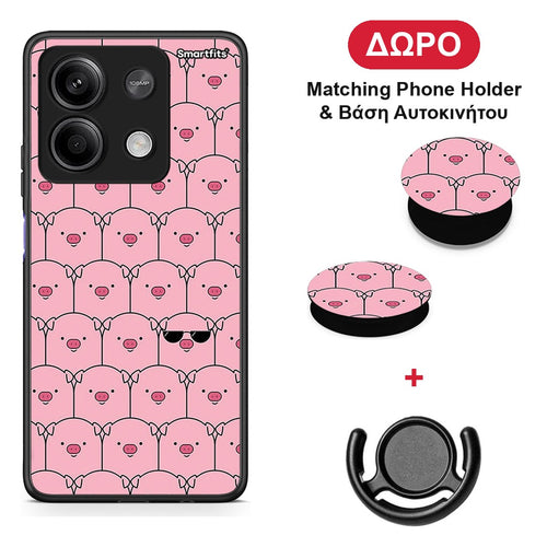 Pig Glasses - Xiaomi Redmi Note 13 5G θήκη + Δώρο Phone Holder & Βάση Αυτοκινήτου