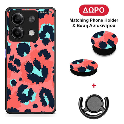 Animal Pink Leopard - Xiaomi Redmi Note 13 5G θήκη + Δώρο Phone Holder & Βάση Αυτοκινήτου