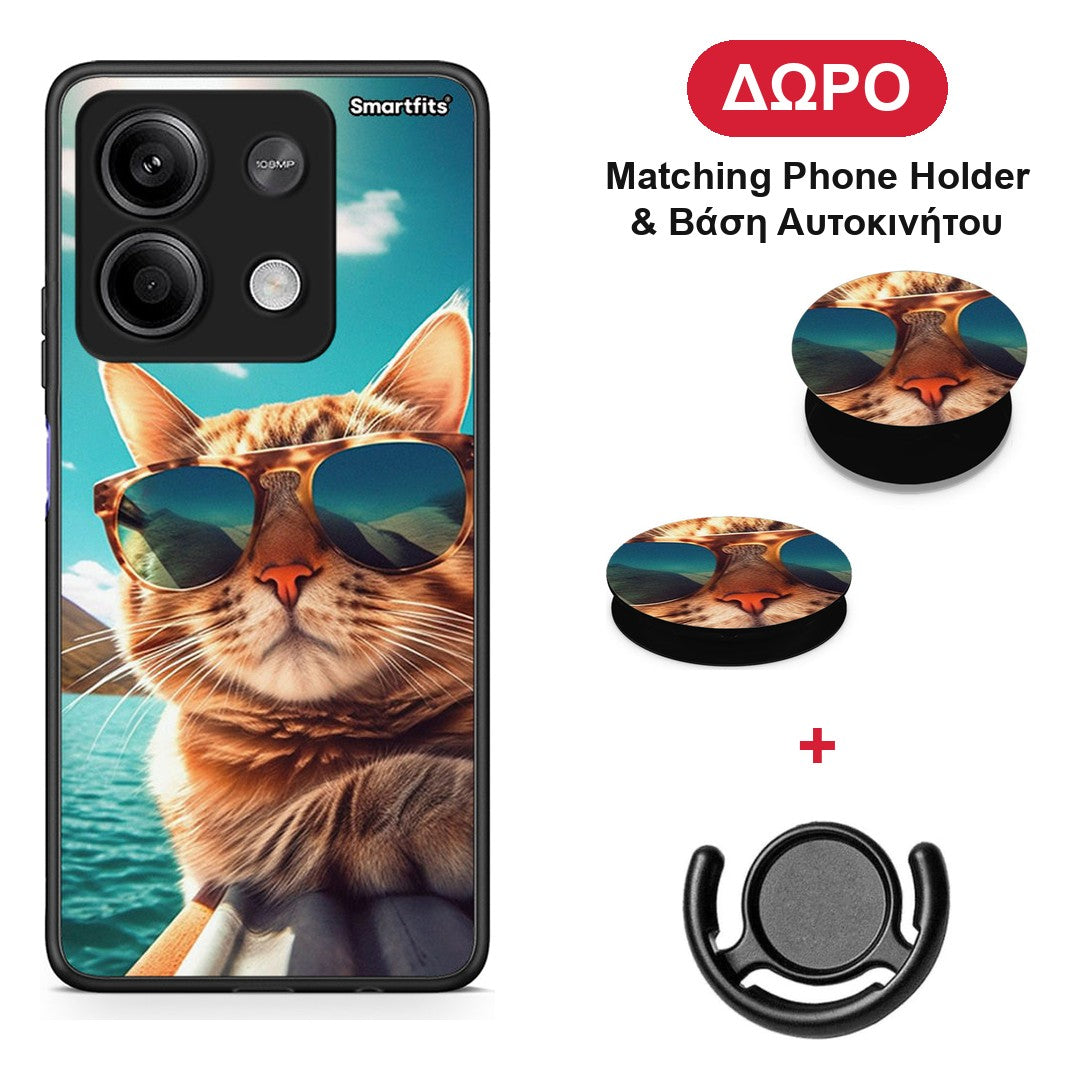 Summer Cat - Xiaomi Redmi Note 13 5G θήκη + Δώρο Phone Holder & Βάση Αυτοκινήτου