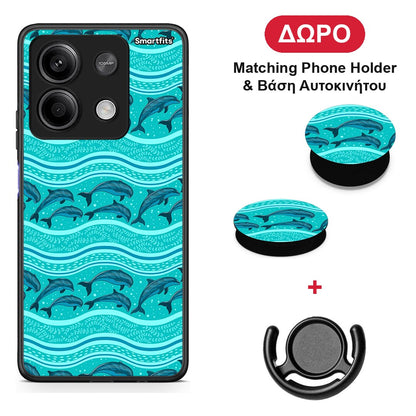 Swimming Dolphins - Xiaomi Redmi Note 13 5G θήκη + Δώρο Phone Holder & Βάση Αυτοκινήτου