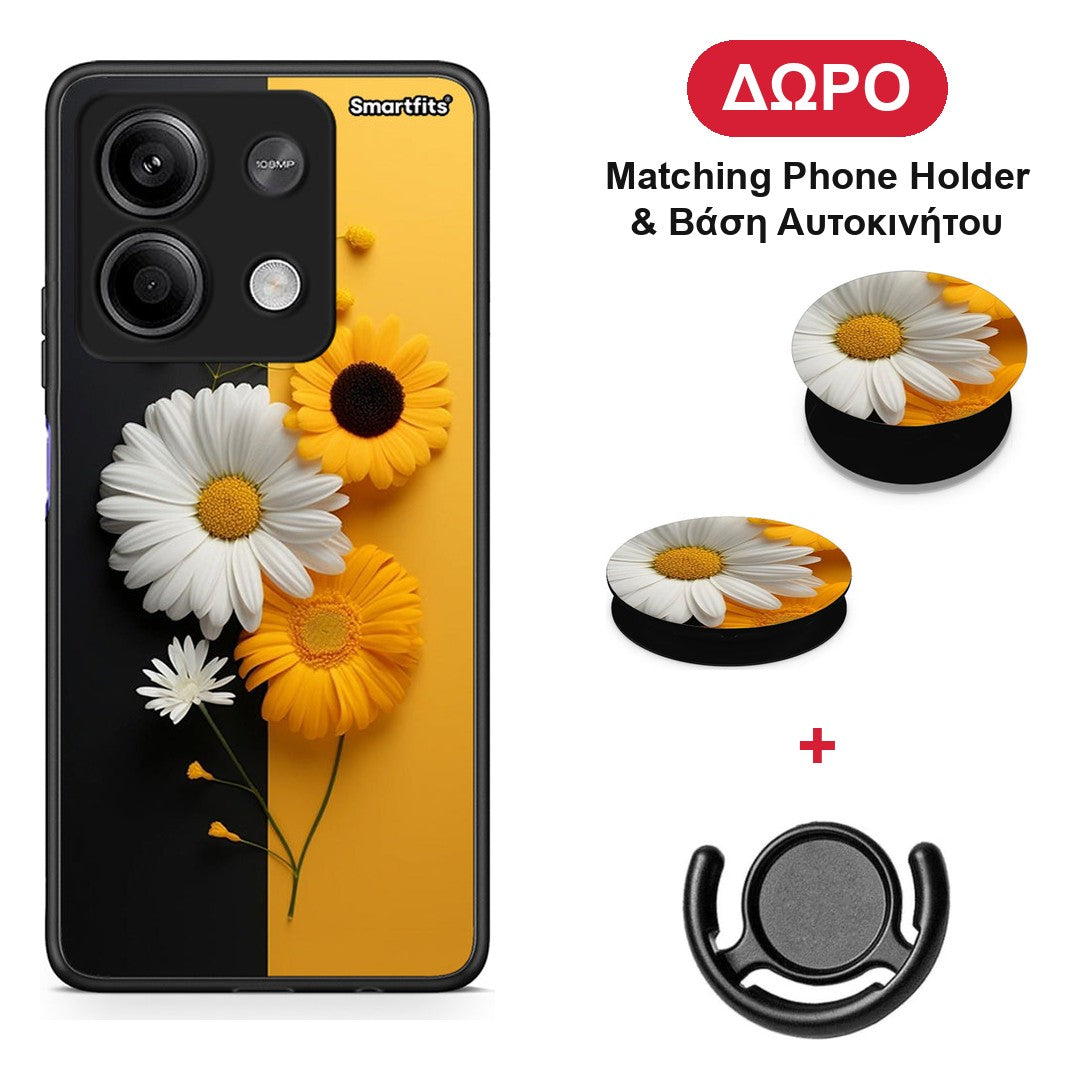 Yellow Daisies - Xiaomi Redmi Note 13 5G θήκη + Δώρο Phone Holder & Βάση Αυτοκινήτου