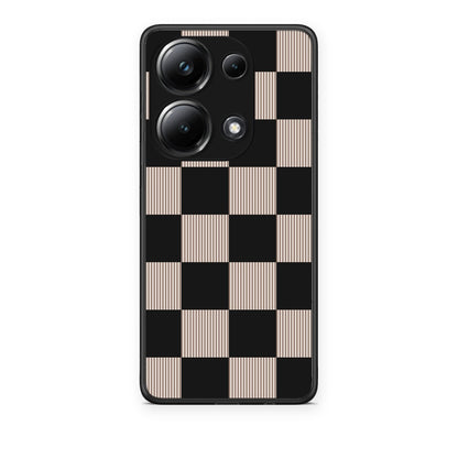 Θήκη Xiaomi Redmi Note 13 Pro 4G Black and Taupe Striped Checks από τη Smartfits με σχέδιο στο πίσω μέρος και μαύρο περίβλημα | Xiaomi Redmi Note 13 Pro 4G Black and Taupe Striped Checks case with colorful back and black bezels