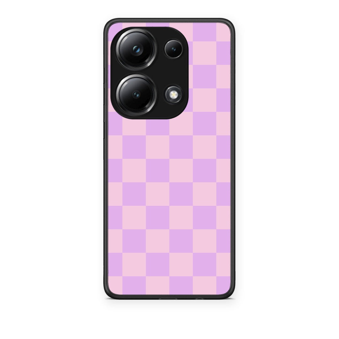Θήκη Xiaomi Redmi Note 13 Pro 4G Lavender and Pink Checkerboard από τη Smartfits με σχέδιο στο πίσω μέρος και μαύρο περίβλημα | Xiaomi Redmi Note 13 Pro 4G Lavender and Pink Checkerboard case with colorful back and black bezels