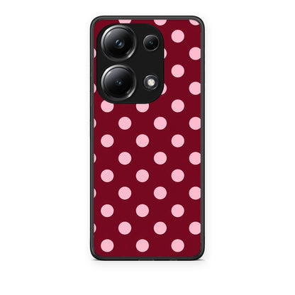 Θήκη Xiaomi Redmi Note 13 Pro 4G Pink Polka Dots on Burgundy από τη Smartfits με σχέδιο στο πίσω μέρος και μαύρο περίβλημα | Xiaomi Redmi Note 13 Pro 4G Pink Polka Dots on Burgundy case with colorful back and black bezels