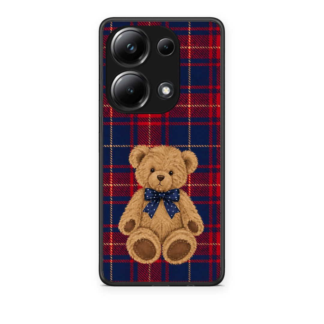 Θήκη Xiaomi Redmi Note 13 Pro 4G Teddy Bear on Red and Navy Tartan από τη Smartfits με σχέδιο στο πίσω μέρος και μαύρο περίβλημα | Xiaomi Redmi Note 13 Pro 4G Teddy Bear on Red and Navy Tartan case with colorful back and black bezels