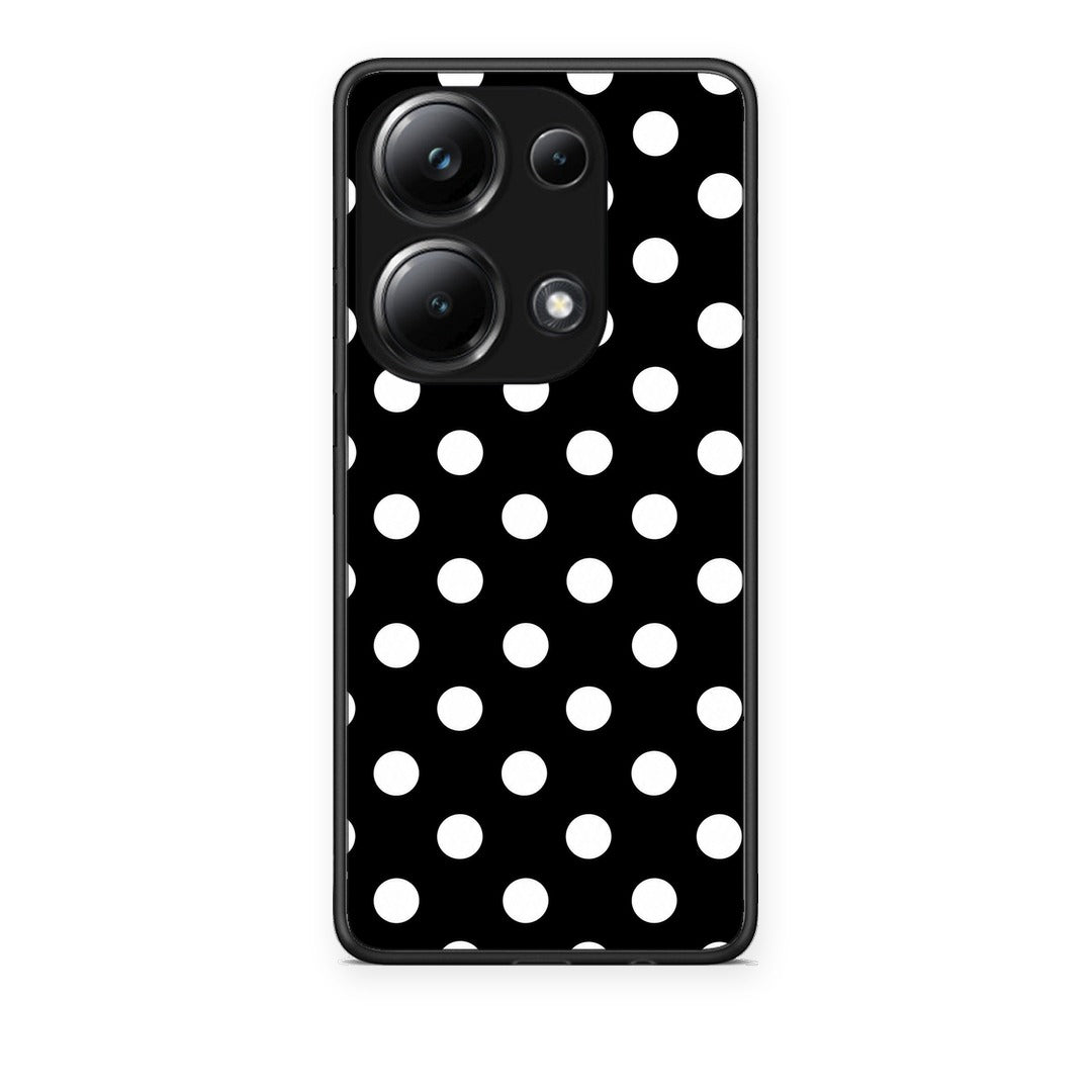Θήκη Xiaomi Redmi Note 13 Pro 4G White Polka Dots on Black από τη Smartfits με σχέδιο στο πίσω μέρος και μαύρο περίβλημα | Xiaomi Redmi Note 13 Pro 4G White Polka Dots on Black case with colorful back and black bezels