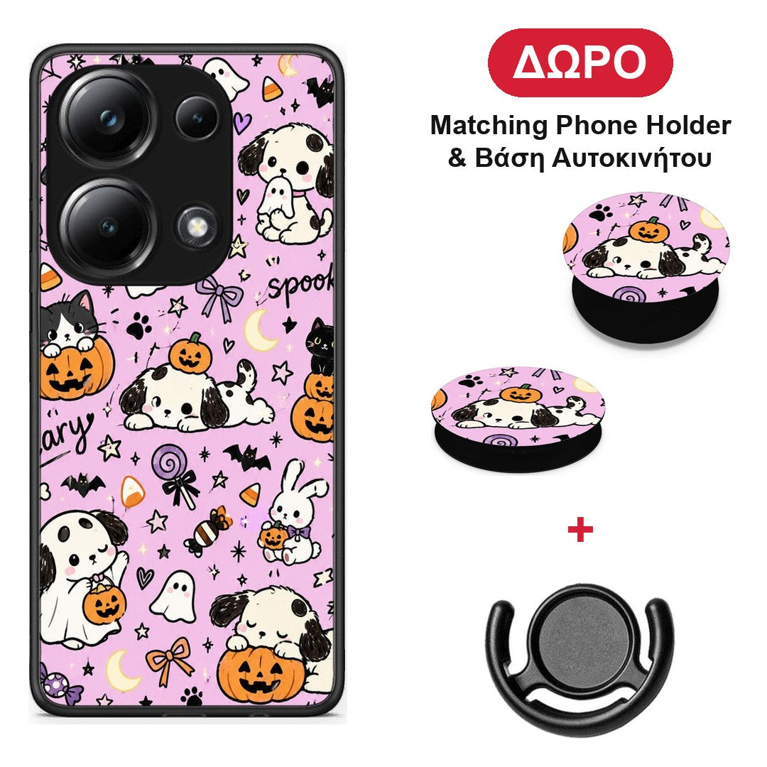 Halloween Puppies and Friends on Lilac - Xiaomi Redmi Note 13 Pro 4G θήκη + Δώρο Phone Holder & Βάση Αυτοκινήτου