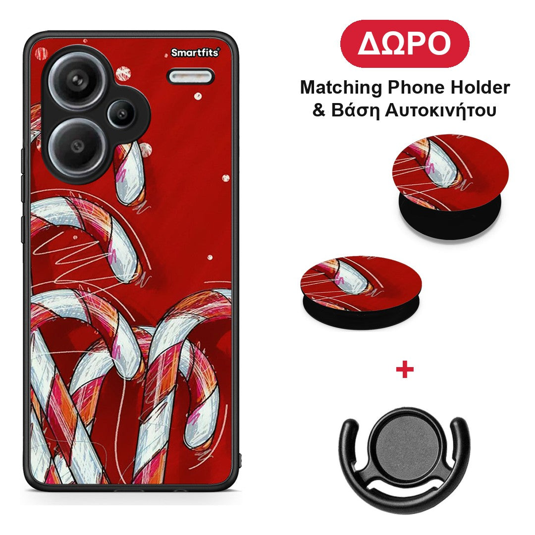 Candy Cane - Xiaomi Redmi Note 13 Pro Plus 5G θήκη + Δώρο Phone Holder & Βάση Αυτοκινήτου