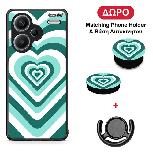 Green Hearts - Xiaomi Redmi Note 13 Pro Plus 5G θήκη + Δώρο Phone Holder & Βάση Αυτοκινήτου