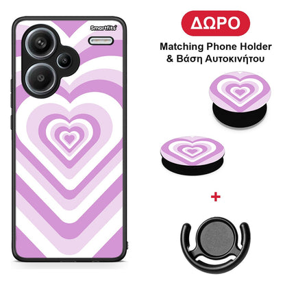 Lilac Hearts - Xiaomi Redmi Note 13 Pro Plus 5G θήκη + Δώρο Phone Holder & Βάση Αυτοκινήτου