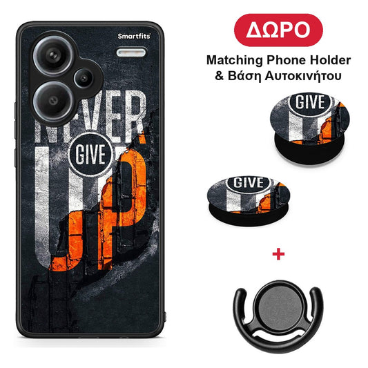 Never Give Up - Xiaomi Redmi Note 13 Pro Plus 5G θήκη + Δώρο Phone Holder & Βάση Αυτοκινήτου
