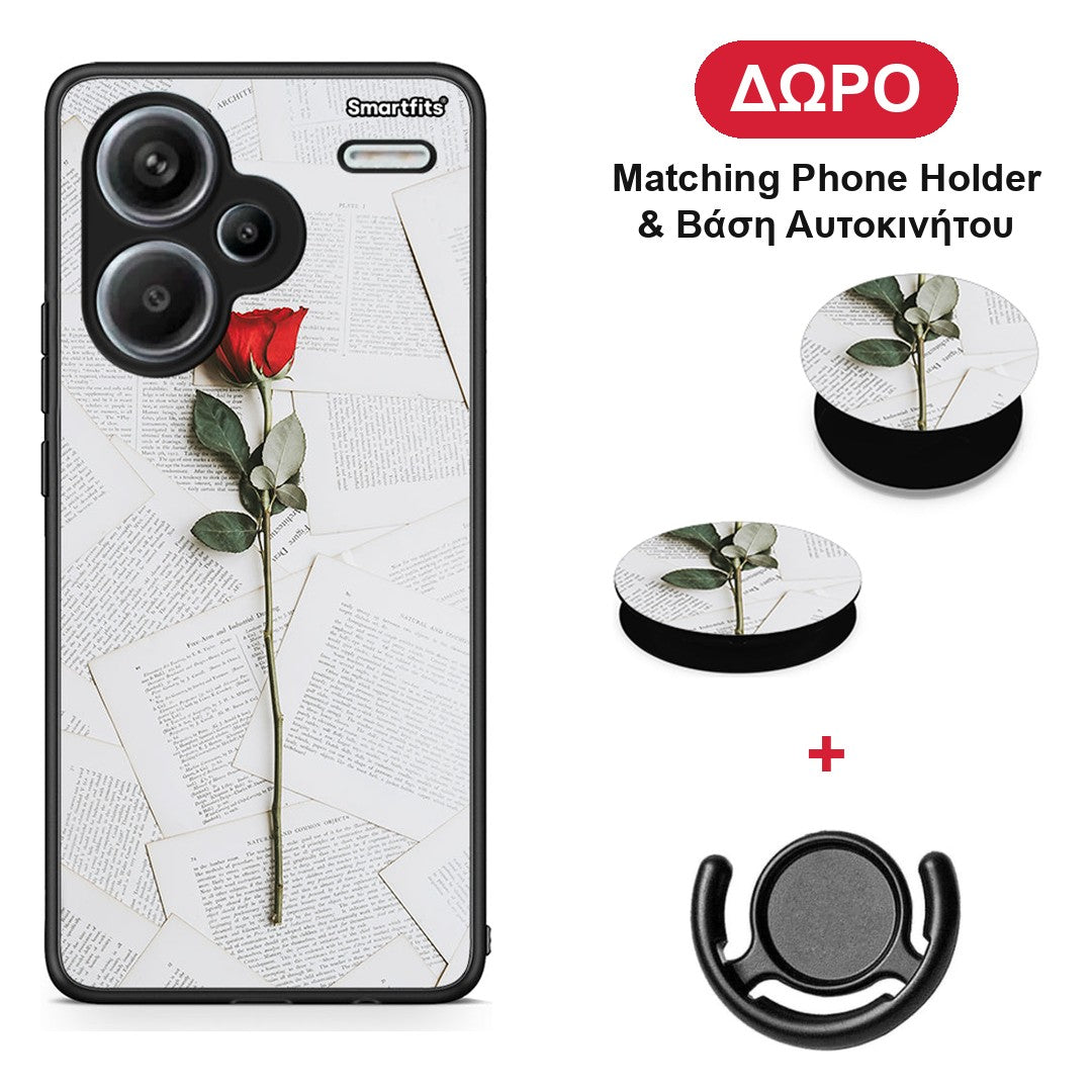 Red Rose - Xiaomi Redmi Note 13 Pro Plus 5G θήκη + Δώρο Phone Holder & Βάση Αυτοκινήτου