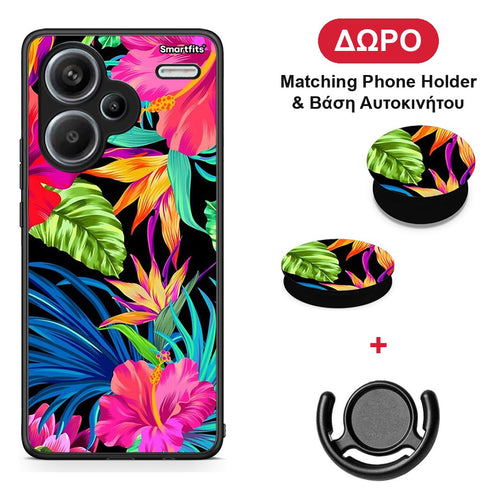 Tropical Flowers - Xiaomi Redmi Note 13 Pro Plus 5G θήκη + Δώρο Phone Holder & Βάση Αυτοκινήτου