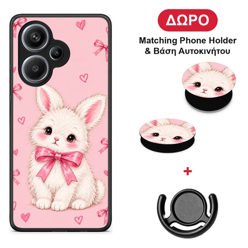 White Bunny and Pink Bows - Xiaomi Redmi Note 13 Pro Plus 5G θήκη + Δώρο Phone Holder & Βάση Αυτοκινήτου