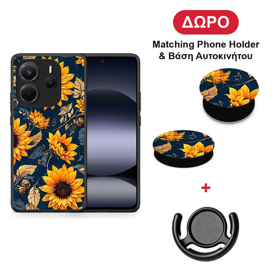 Autumn Sunflowers - Xiaomi Redmi Note 14 4G θήκη + Δώρο Phone Holder & Βάση Αυτοκινήτου