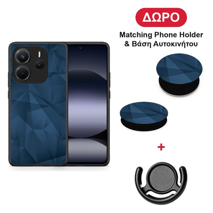 Geometric Blue Abstract - Xiaomi Redmi Note 14 4G θήκη + Δώρο Phone Holder & Βάση Αυτοκινήτου