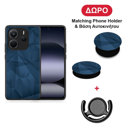 Geometric Blue Abstract - Xiaomi Redmi Note 14 4G θήκη + Δώρο Phone Holder & Βάση Αυτοκινήτου