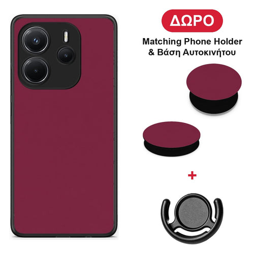 Burgundy - Xiaomi Redmi Note 14 4G θήκη + Δώρο Phone Holder & Βάση Αυτοκινήτου
