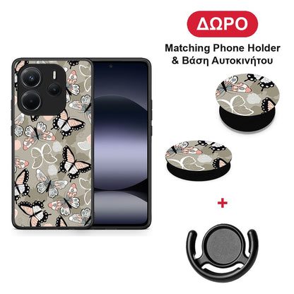 Boho Butterflies - Xiaomi Redmi Note 14 4G θήκη + Δώρο Phone Holder & Βάση Αυτοκινήτου