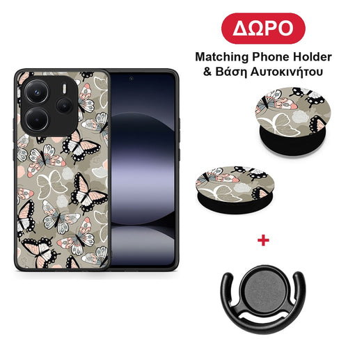 Boho Butterflies - Xiaomi Redmi Note 14 4G θήκη + Δώρο Phone Holder & Βάση Αυτοκινήτου