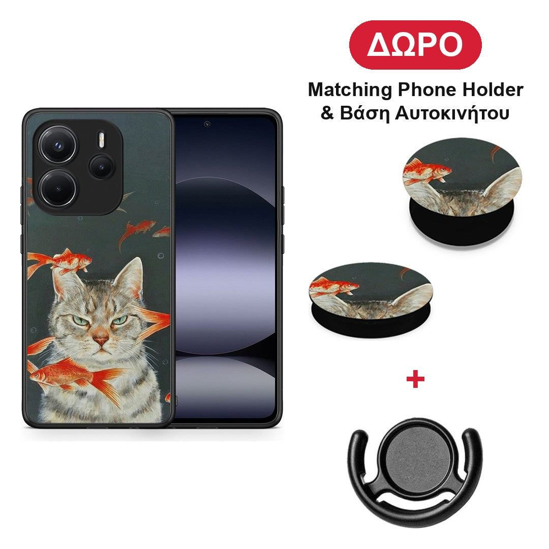 Cat Goldfish - Xiaomi Redmi Note 14 4G θήκη + Δώρο Phone Holder & Βάση Αυτοκινήτου
