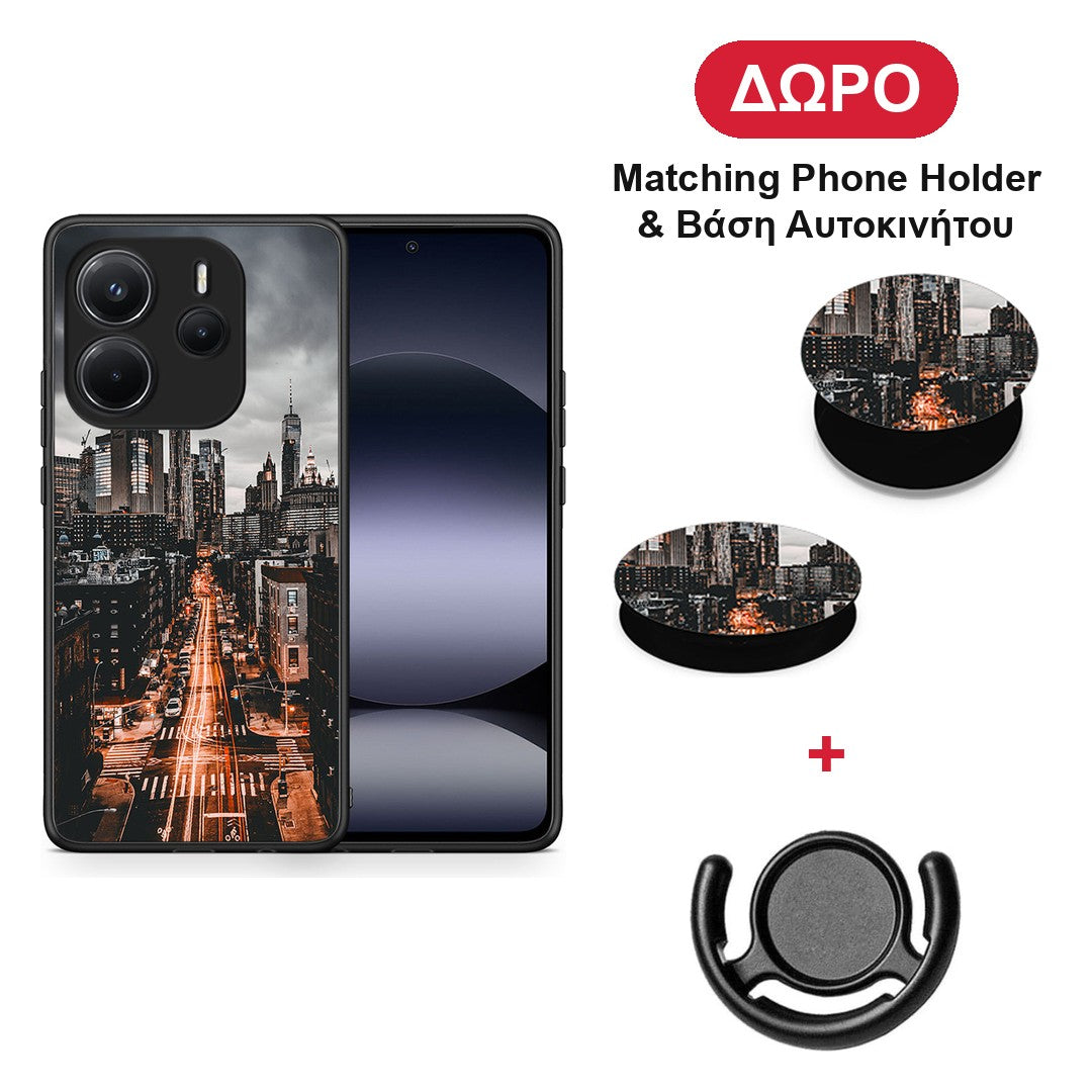 City Lights - Xiaomi Redmi Note 14 4G θήκη + Δώρο Phone Holder & Βάση Αυτοκινήτου