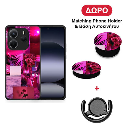 Collage Red Roses - Xiaomi Redmi Note 14 4G θήκη + Δώρο Phone Holder & Βάση Αυτοκινήτου