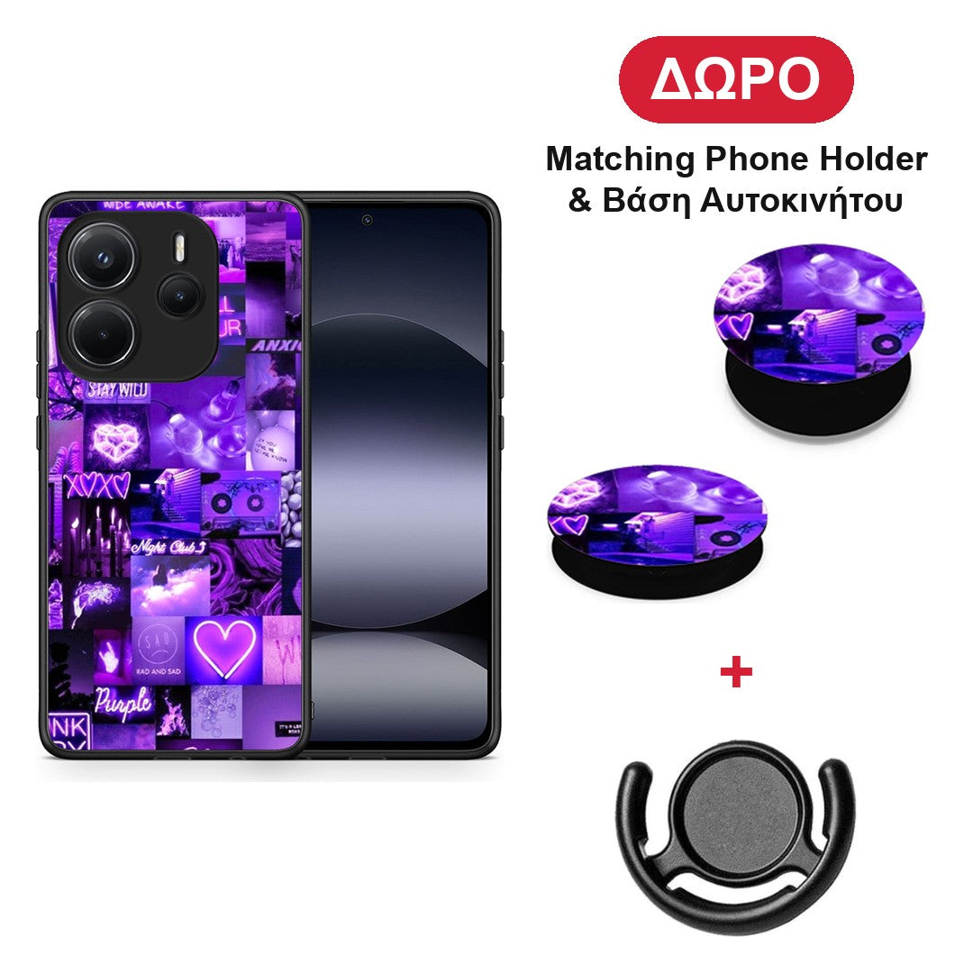 Collage Stay Wild - Xiaomi Redmi Note 14 4G θήκη + Δώρο Phone Holder & Βάση Αυτοκινήτου