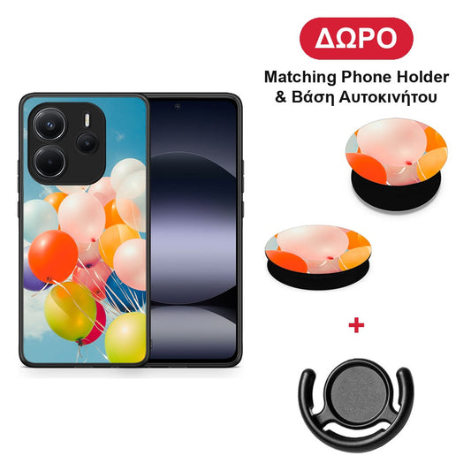 Colorful Balloons - Xiaomi Redmi Note 14 4G θήκη + Δώρο Phone Holder & Βάση Αυτοκινήτου