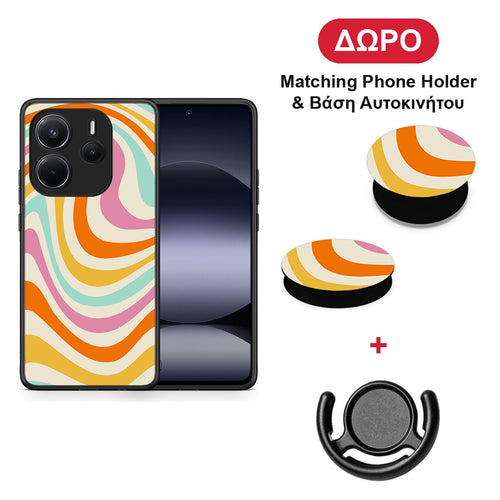 Colourful Waves - Xiaomi Redmi Note 14 4G θήκη + Δώρο Phone Holder & Βάση Αυτοκινήτου