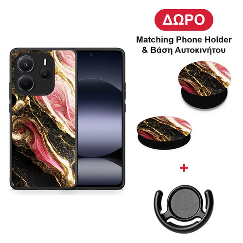 Glamorous Pink Marble - Xiaomi Redmi Note 14 4G θήκη + Δώρο Phone Holder & Βάση Αυτοκινήτου