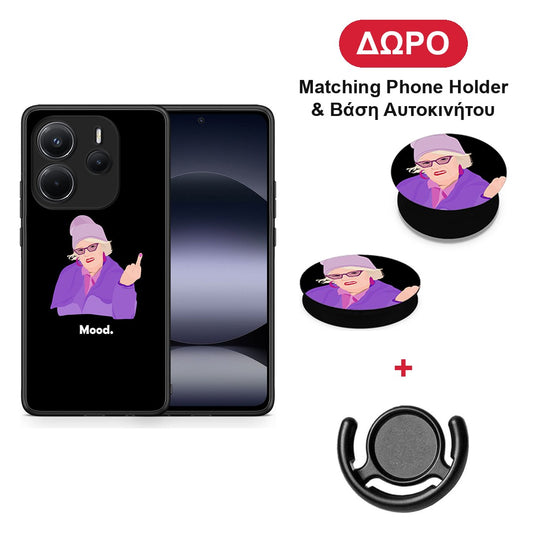 Grandma Mood Black - Xiaomi Redmi Note 14 4G θήκη + Δώρο Phone Holder & Βάση Αυτοκινήτου