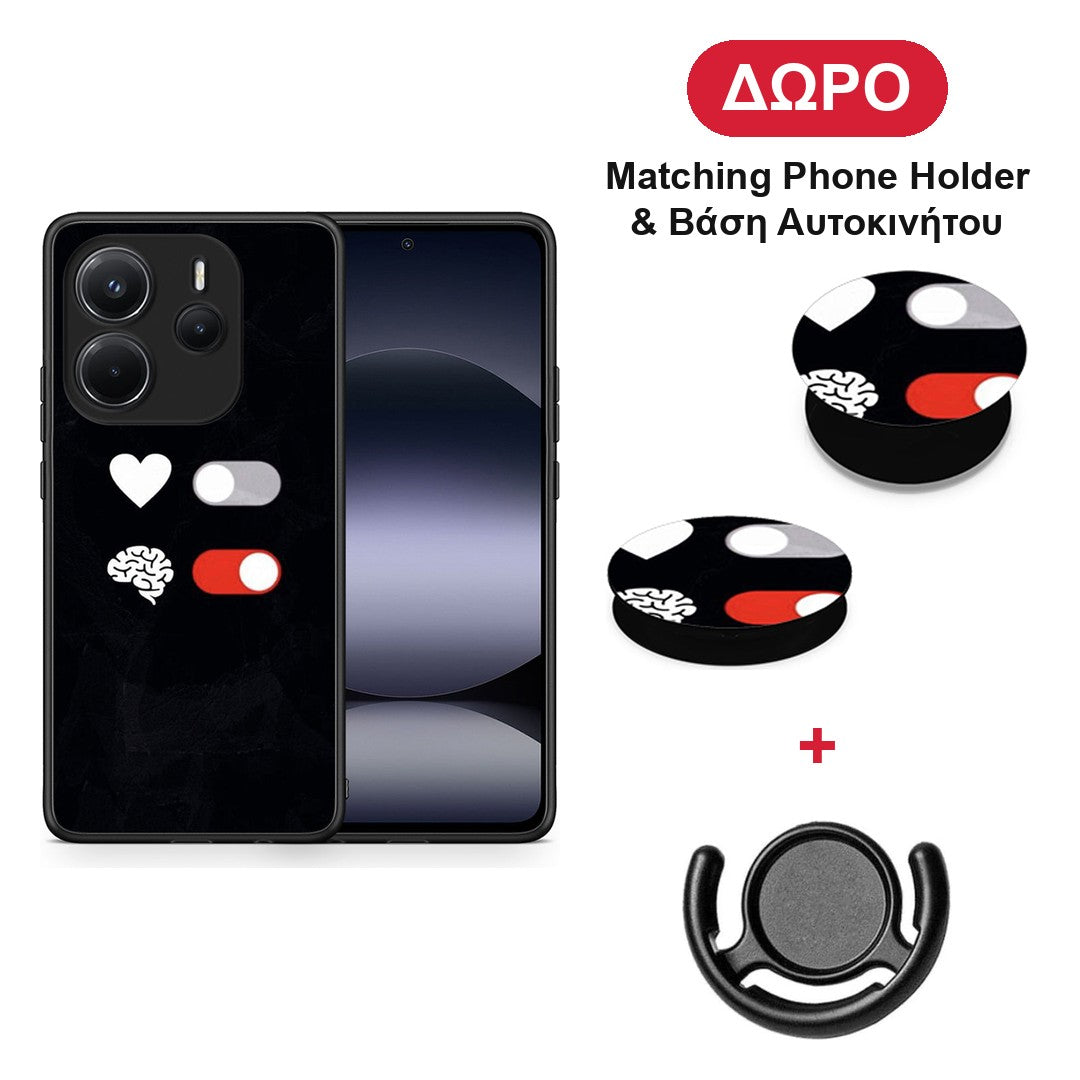 Heart Vs Brain - Xiaomi Redmi Note 14 4G θήκη + Δώρο Phone Holder & Βάση Αυτοκινήτου