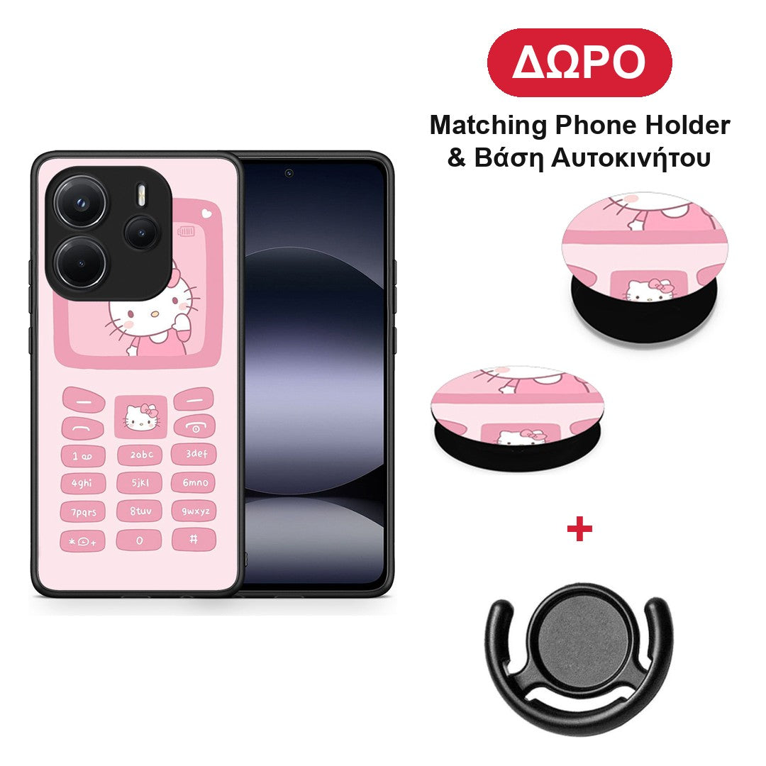 Hello Kitten - Xiaomi Redmi Note 14 4G θήκη + Δώρο Phone Holder & Βάση Αυτοκινήτου