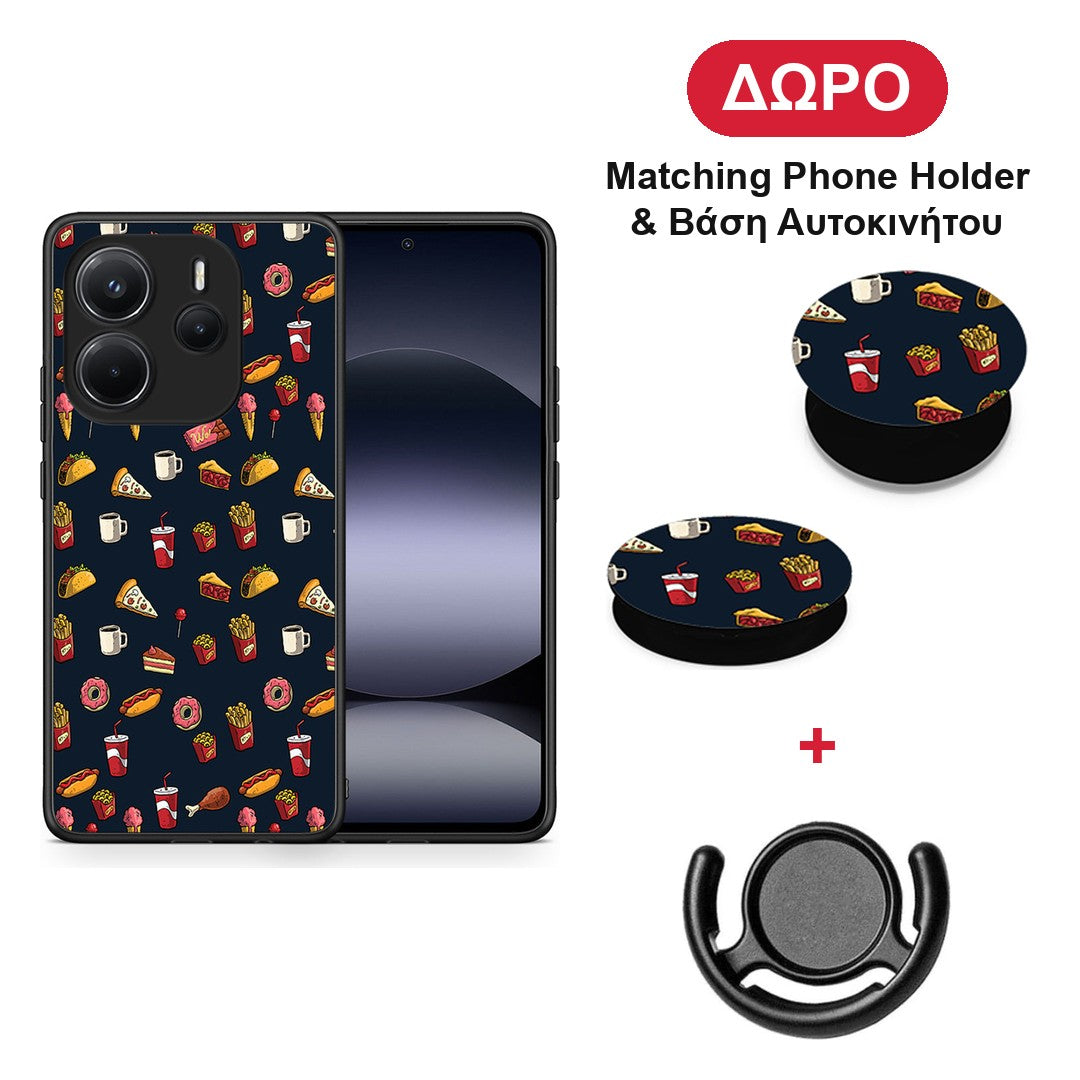 Random Hungry - Xiaomi Redmi Note 14 4G θήκη + Δώρο Phone Holder & Βάση Αυτοκινήτου