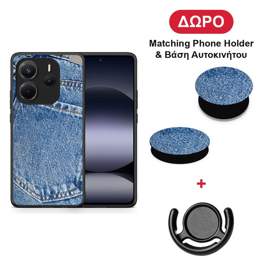 Jeans Pocket - Xiaomi Redmi Note 14 4G θήκη + Δώρο Phone Holder & Βάση Αυτοκινήτου