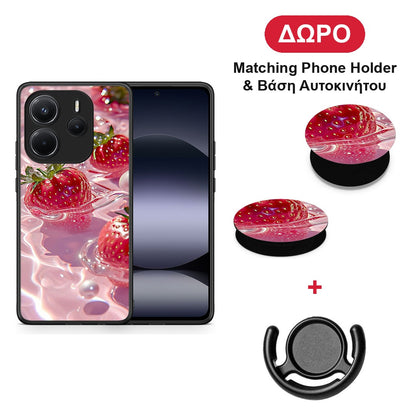 Juicy Strawberries - Xiaomi Redmi Note 14 4G θήκη + Δώρο Phone Holder & Βάση Αυτοκινήτου