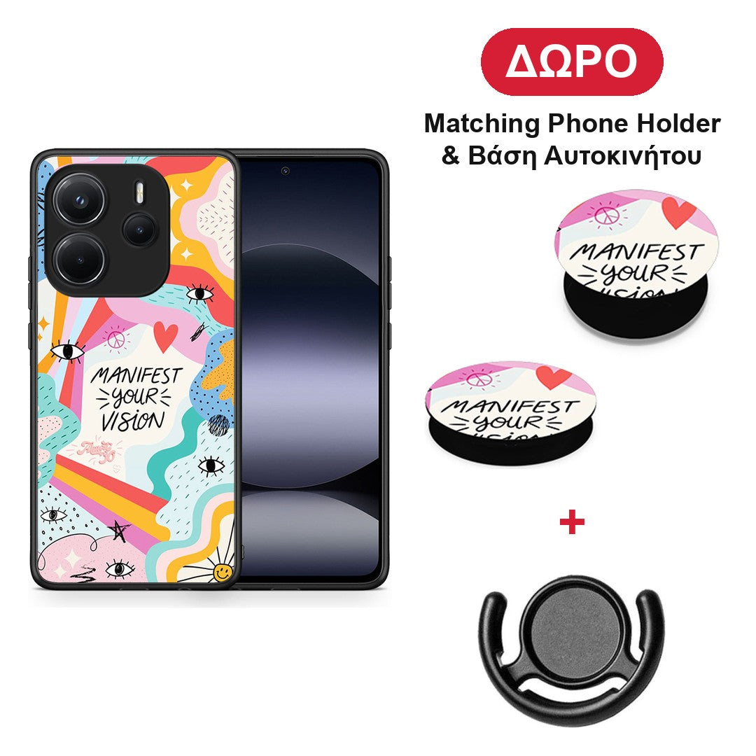Manifest Your Vision - Xiaomi Redmi Note 14 4G θήκη + Δώρο Phone Holder & Βάση Αυτοκινήτου
