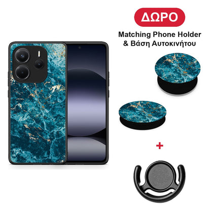 Marble Blue - Xiaomi Redmi Note 14 4G θήκη + Δώρο Phone Holder & Βάση Αυτοκινήτου