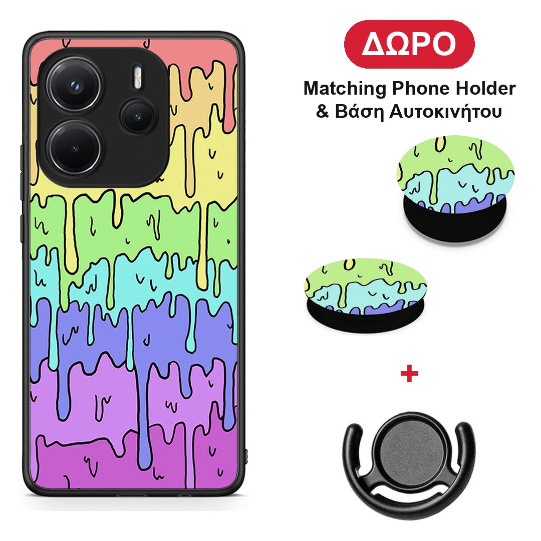 Melting Rainbow - Xiaomi Redmi Note 14 4G θήκη + Δώρο Phone Holder & Βάση Αυτοκινήτου
