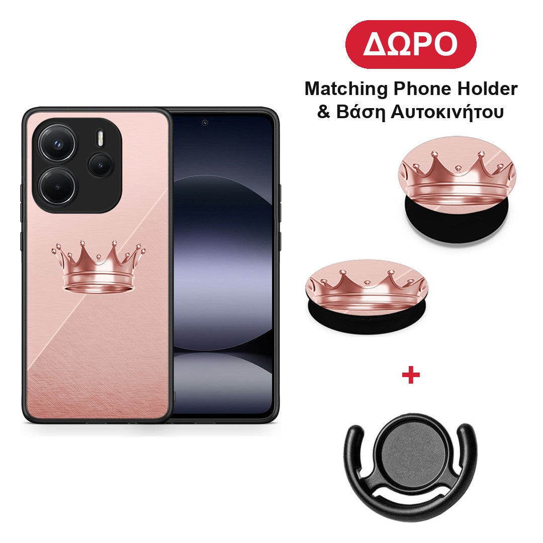 Minimal Crown - Xiaomi Redmi Note 14 4G θήκη + Δώρο Phone Holder & Βάση Αυτοκινήτου