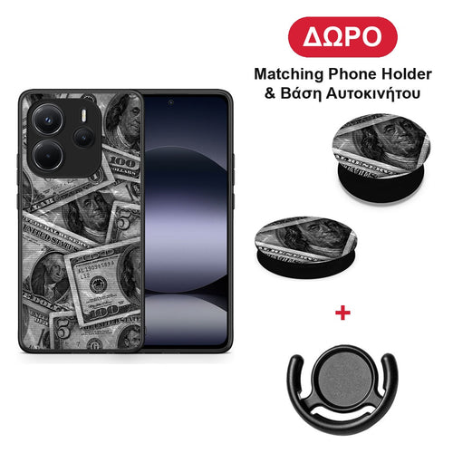 Money Dollars - Xiaomi Redmi Note 14 4G θήκη + Δώρο Phone Holder & Βάση Αυτοκινήτου