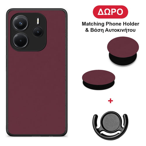 Muted Burgundy - Xiaomi Redmi Note 14 4G θήκη + Δώρο Phone Holder & Βάση Αυτοκινήτου