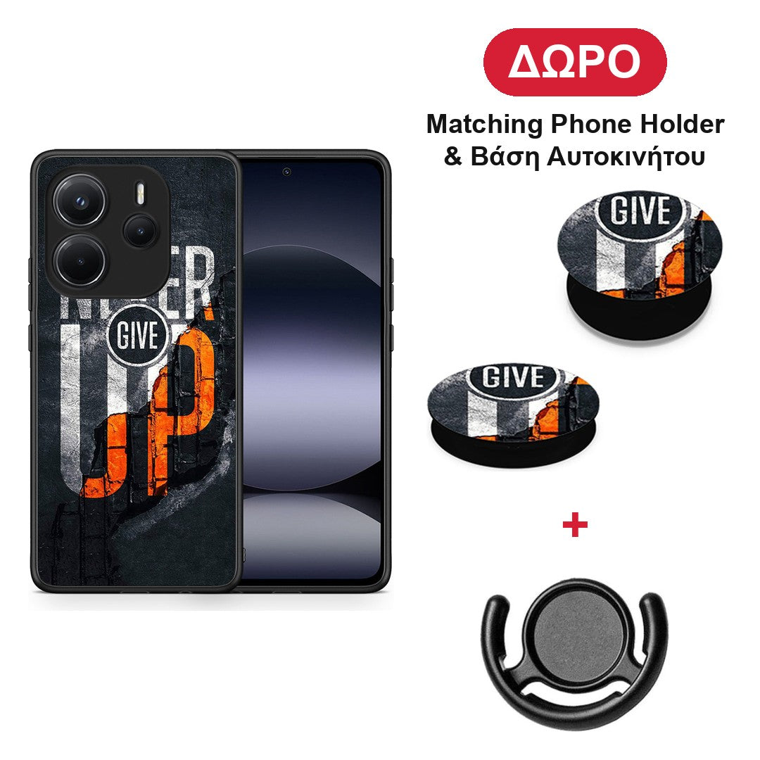 Never Give Up - Xiaomi Redmi Note 14 4G θήκη + Δώρο Phone Holder & Βάση Αυτοκινήτου